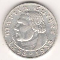 2 марки 1933 г. Мартин Лютер Германия