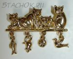 Брошь "Запасливые котики" под золото