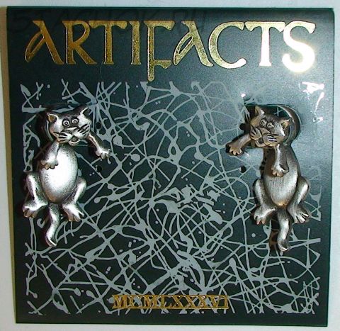 Серьги-гвоздики "Котики" малые под олово