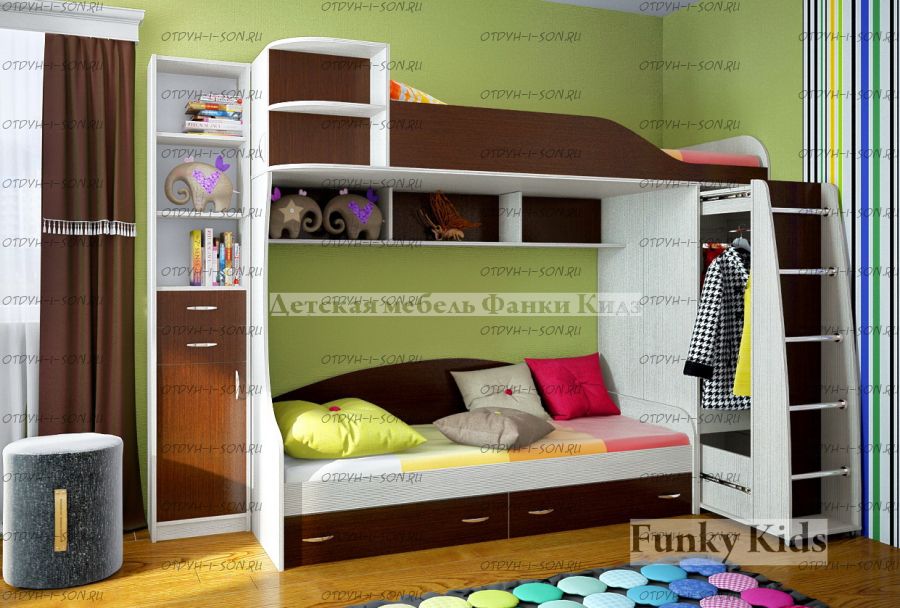 Кровать двухъярусная Фанки Кидз-12 СВ + пенал 13/16СВ