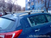 Багажник на крышу Kia Sportage с интегрированными рейлингами, Атлант, прямоугольные дуги