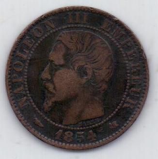 5 сантим 1854 г. Франция редкий двор
