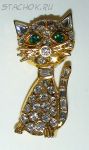 Брошь "Зеленоглазый котик"