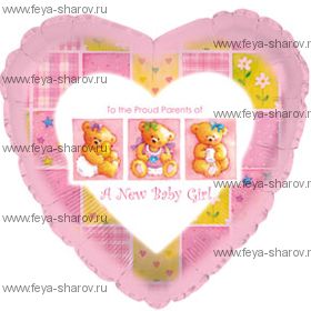 Шар "A New baby girl" 46 см