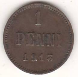 1 пенни 1913 г. редкий год Финляндия Российская империя
