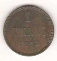 1 пенни 1912 г. редкий год Финляндия Российская империя