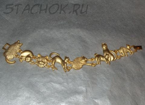 Браслет "Кошка за кошку" под матовое золото