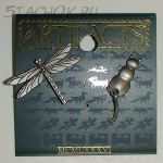 Набор из двух брошей "Котейка и стрекозка" под олово