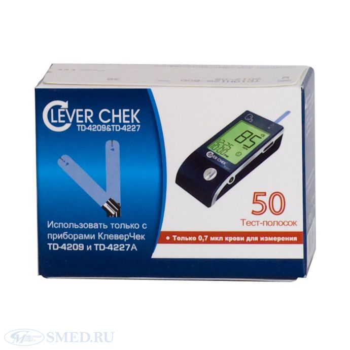 Тест-полоски Clever Chek (Клевер Чек) универсальные подходят к двум глюкометрам Clever Chek (Клевер Чек) TD-4209 и TD-4227A.