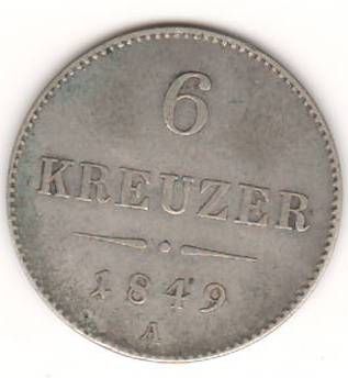6 крейцеров 1849 г. Австрия