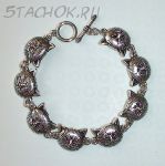 Браслет "Кошачьи мордочки" под черненое серебро