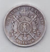 5 франков 1869 г. Франция