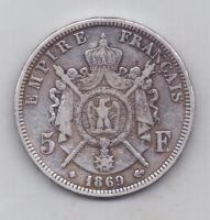 5 франков 1869 г. Франция