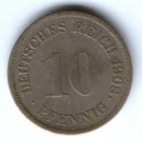 10 пфеннигов 1908 г. Германия