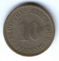 10 пфеннигов 1908 г. Германия