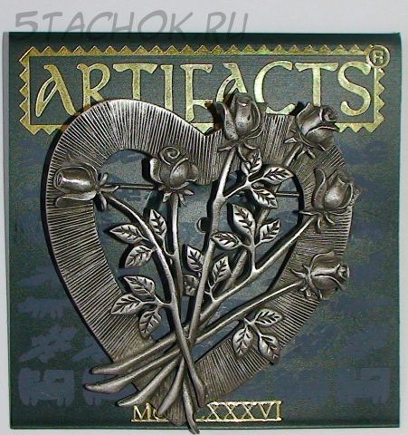 Брошь "Сердце и розы" под олово