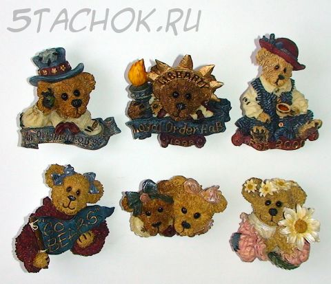 Набор из 6 брошей "Американские Мишки"
