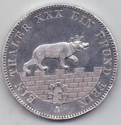 1 талер 1861 г. UNC Анхальт