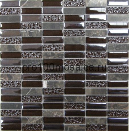 Плитка декоративная стеклянная с камнем Super Line (brown) 300*300