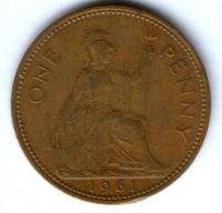1 пенни 1961 г. Великобритания