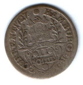 2 шиллинга 1727 г. Гамбург Германия