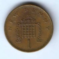1 пенни 1980 г. Великобритания