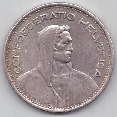 5 франков 1937 г. Швейцария