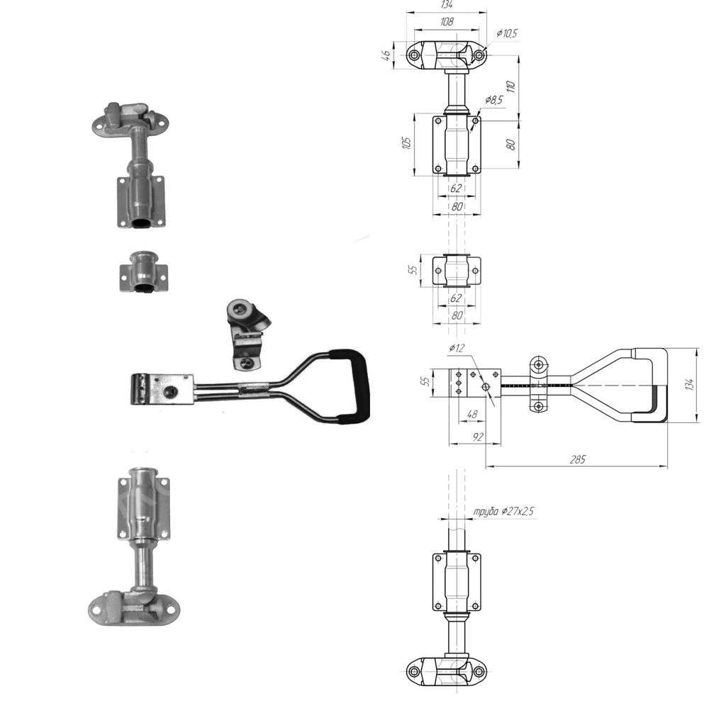 Запор штанговый 27 мм SS P&L нержавеющая сталь (Арт: 25711)