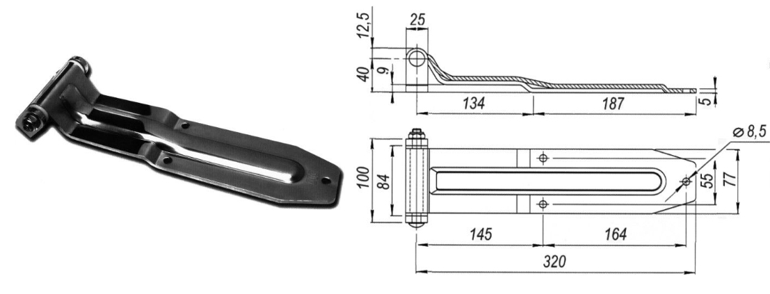 Петля заднего портала 320 мм Zn (Арт: 41026)