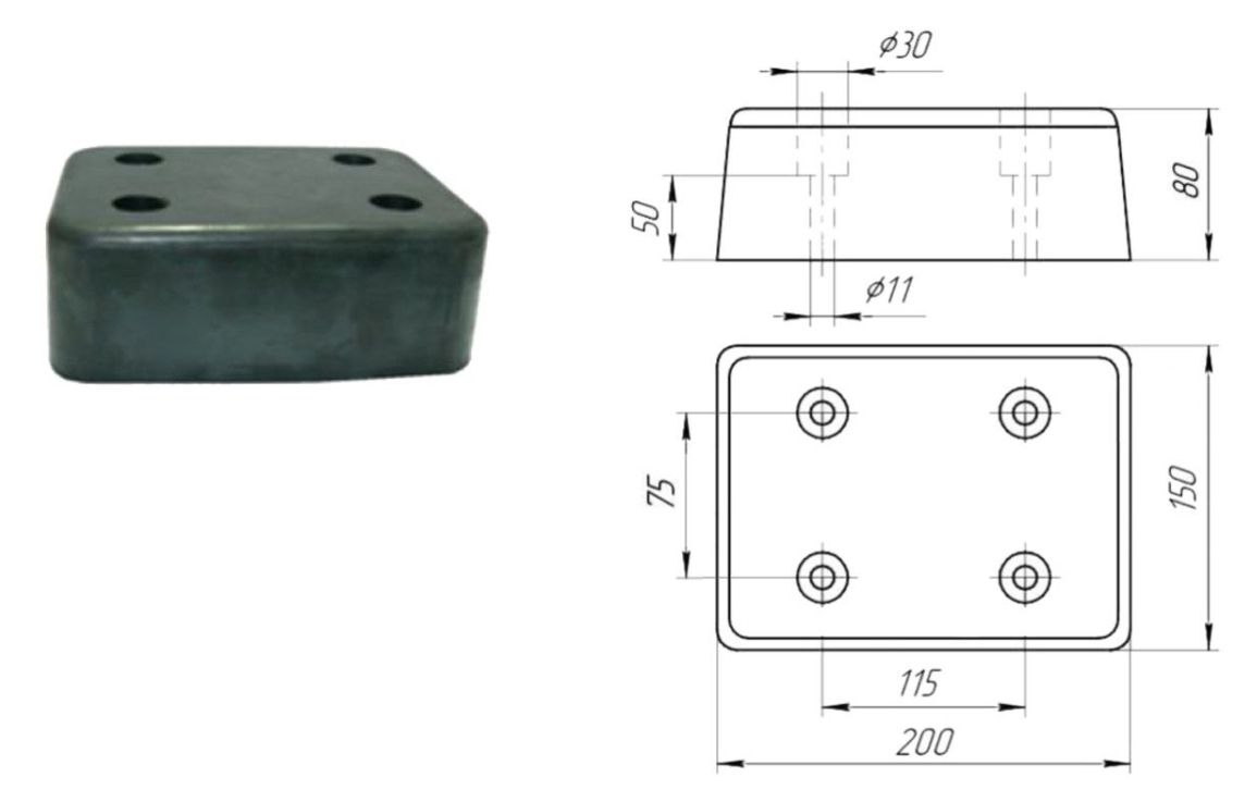 Резиновый отбойник 200х150х80 (Арт: 58327)