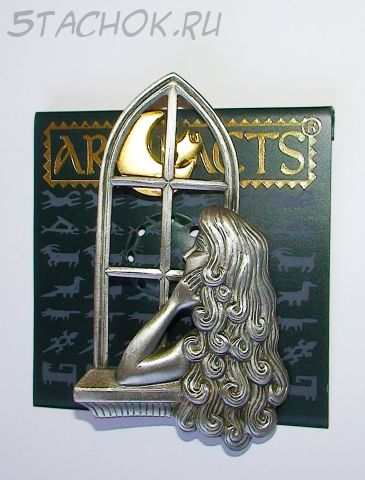 Брошь "Девушка ждет любимого" под олово/золото