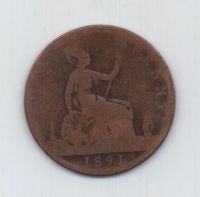 1 пенни 1891 г. Великобритания