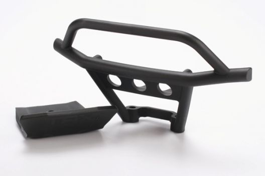 Bumper, front/ skidplate, front (black) - TRA6735