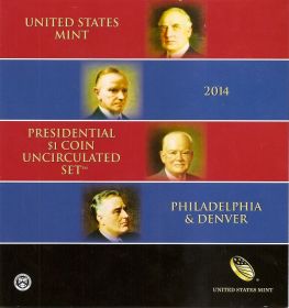 Президенты США Набор из 8 монет 1 доллар США 2014 Два монетых двора