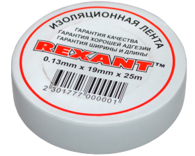 Изолента 19мм х 25м белая REXANT