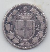 2 лиры 1883 г.Италия