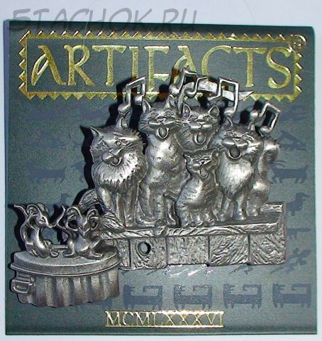 Брошь "Кошачий хор" под олово