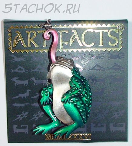 Брошь "Лягушка ловит муху" под олово, ювелирная эмаль