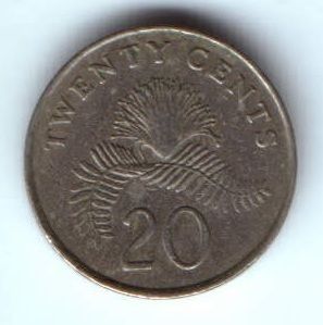 20 центов 1986 г. Сингапур