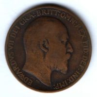 1 пенни 1908 г. Великобритания