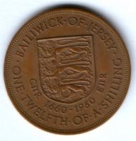 1/12 шиллинга 1960 г. Джерси Великобритания 300 лет династии