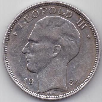 20 франков 1934 г. редкий год Бельгия