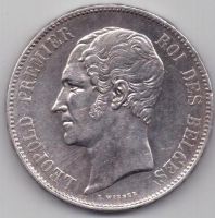 5 франков 1853 г. редкий год. Бельгия