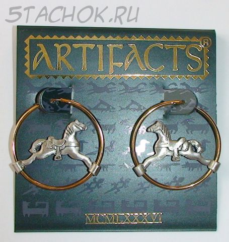 Серьги-кольца "Лошадки" под олово и золото