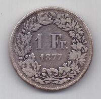 1 франк 1877 г. Швейцария