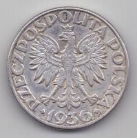 5 злотых 1936 г. парусник. Польша
