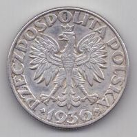 5 злотых 1936 г. парусник. Польша