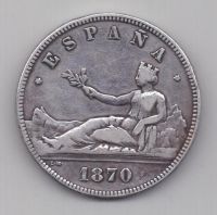 5 песет 1870 г. Испания