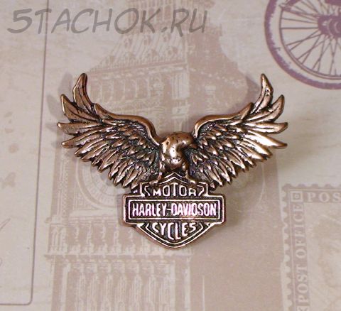 Брошь "Motor Cycles Harley-Davidson" под медь
