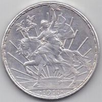 1 песо 1911 г. редкость . Мексика